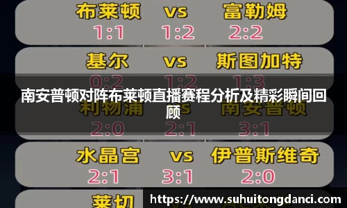 南安普顿对阵布莱顿直播赛程分析及精彩瞬间回顾